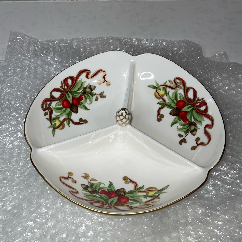 Tiffany & Company Divided Serving Dish, Christmas China, Never Used, retired